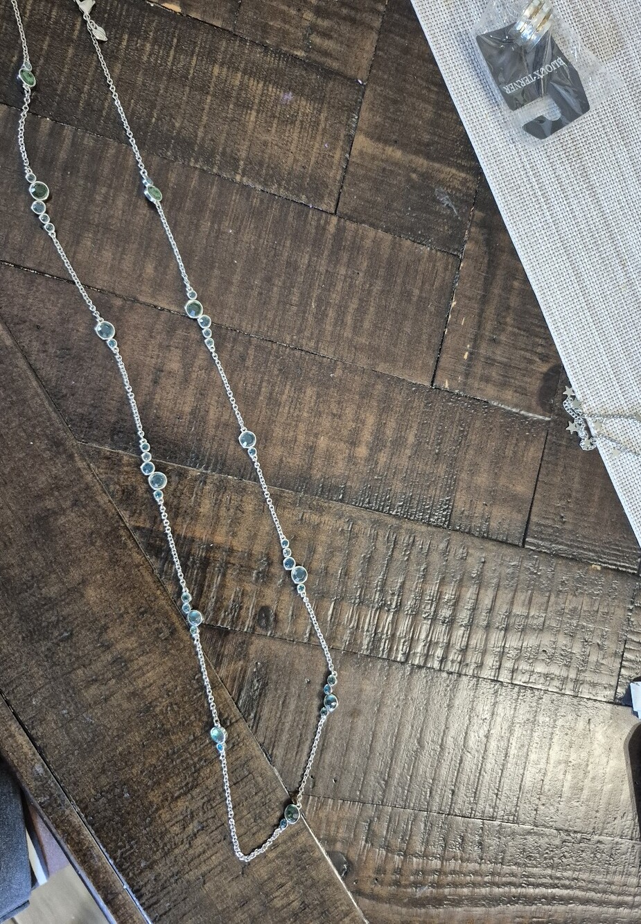 Carolee Silver Station Necklace with Teal-Green Stones
